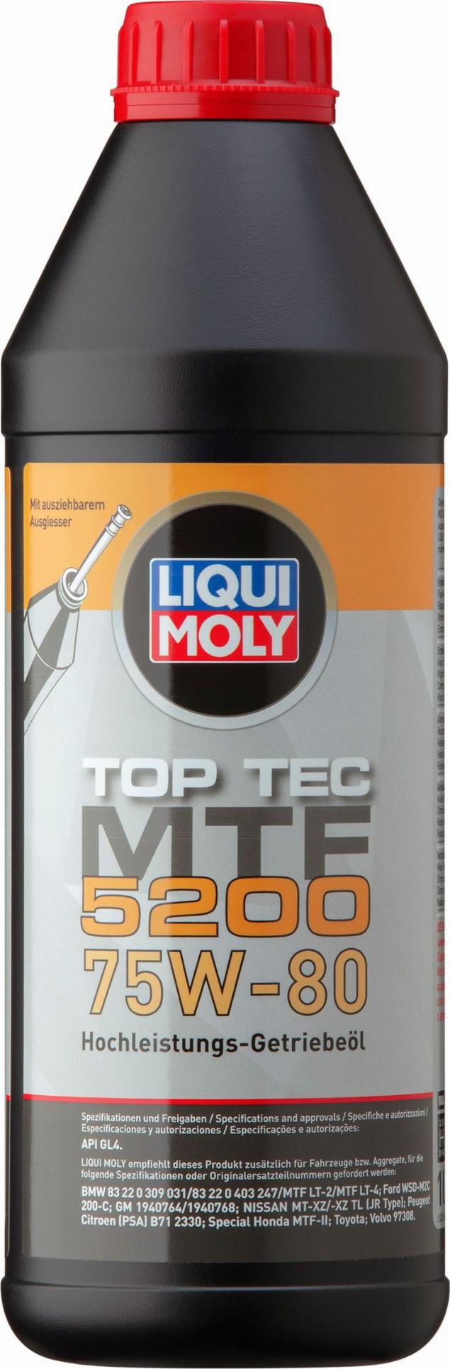 Liqui Moly 20845 - Масло трансмисс. Liqui Moly TOP TEC MTF 5200 75W-80 Канистра 1л autozip.com.ua