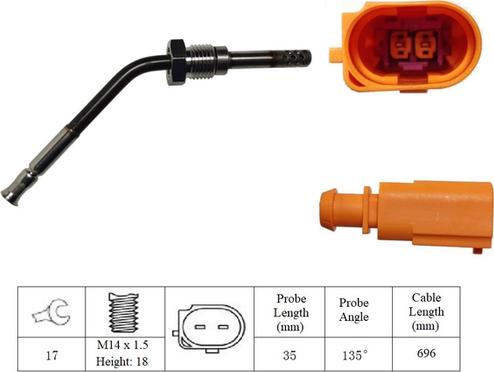 LUCAS LGS7076 - Датчик, температура вихлопних газів autozip.com.ua