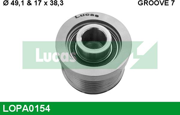 LUCAS LOPA0154 - Ремінний шків, генератор autozip.com.ua
