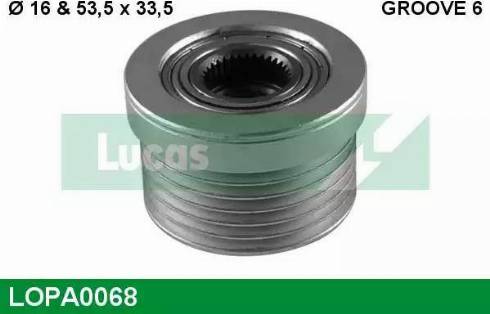 Lucas Engine Drive LOPA0068 - Ремінний шків, генератор autozip.com.ua