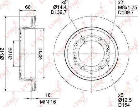 LYNXauto BN-1635 - Гальмівний диск autozip.com.ua