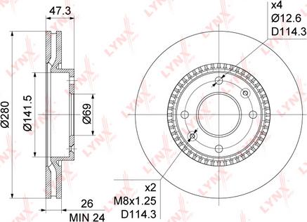 LYNXauto BN-1052 - Гальмівний диск autozip.com.ua