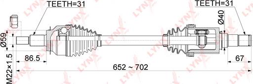 LYNXauto CD-1074 - Приводний вал autozip.com.ua