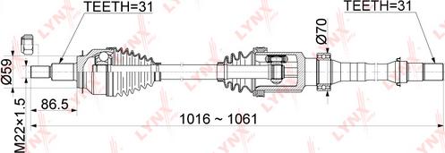 LYNXauto CD-1075 - Приводний вал autozip.com.ua