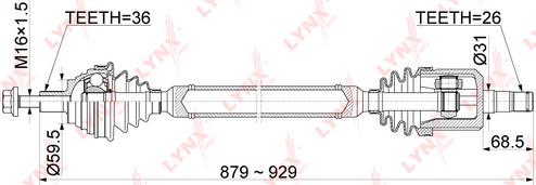 LYNXauto CD-1141 - Приводний вал autozip.com.ua