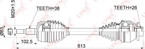 LYNXauto CD-1163 - Приводний вал autozip.com.ua