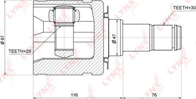 LYNXauto CI-3727 - Шарнірний комплект, ШРУС, приводний вал autozip.com.ua