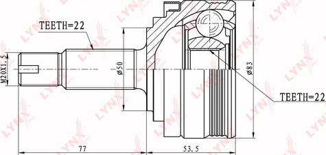 LYNXauto CO-4600 - Шарнірний комплект, ШРУС, приводний вал autozip.com.ua