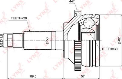 LYNXauto CO-5153A - Шарнірний комплект, ШРУС, приводний вал autozip.com.ua