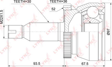 LYNXauto CO-3917A - Шарнірний комплект, ШРУС, приводний вал autozip.com.ua