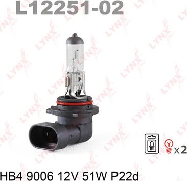 LYNXauto L12251-02 - Лампа розжарювання, фара дальнього світла autozip.com.ua