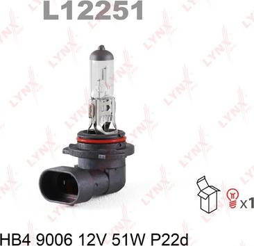 LYNXauto L12251 - Лампа розжарювання, фара дальнього світла autozip.com.ua