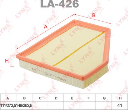 LYNXauto LA-426 - Повітряний фільтр autozip.com.ua