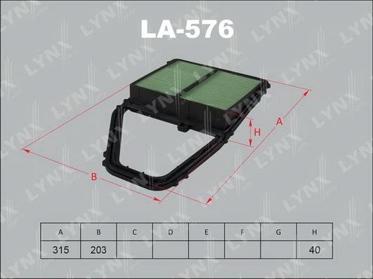 LYNXauto LA-576 - Повітряний фільтр autozip.com.ua