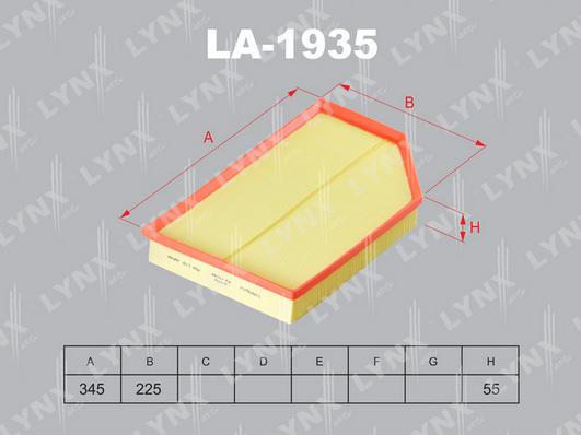 LYNXauto LA-1935 - Повітряний фільтр autozip.com.ua