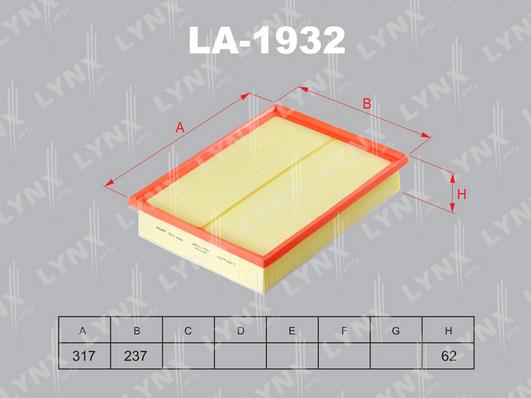 LYNXauto LA-1932 - Повітряний фільтр autozip.com.ua