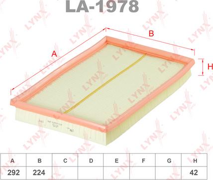 LYNXauto LA-1978 - Повітряний фільтр autozip.com.ua