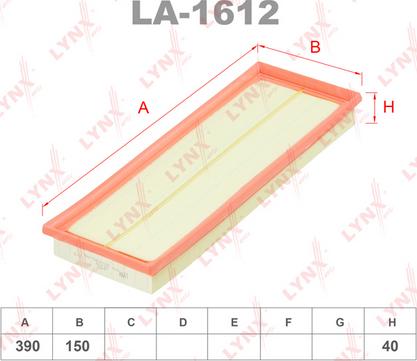 LYNXauto LA-1612 - Повітряний фільтр autozip.com.ua