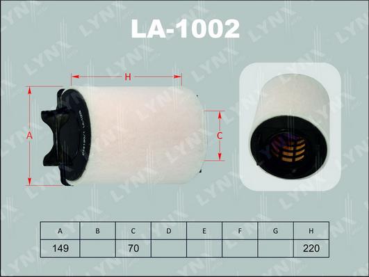LYNXauto LA-1002 - Повітряний фільтр autozip.com.ua