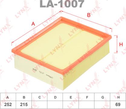 LYNXauto LA-1007 - Повітряний фільтр autozip.com.ua