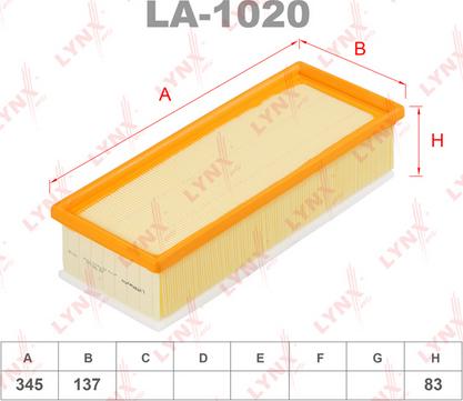 LYNXauto LA-1020 - Повітряний фільтр autozip.com.ua