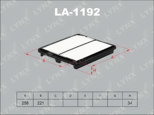 LYNXauto LA-1192 - Повітряний фільтр autozip.com.ua