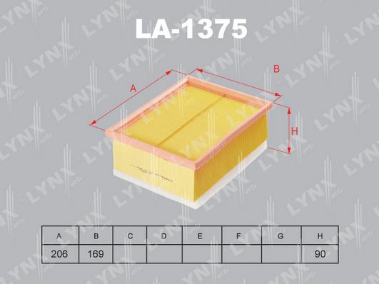 LYNXauto LA-1375 - Повітряний фільтр autozip.com.ua