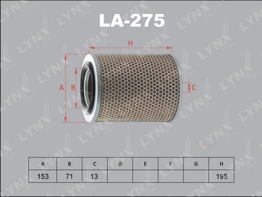 LYNXauto LA-275 - Повітряний фільтр autozip.com.ua