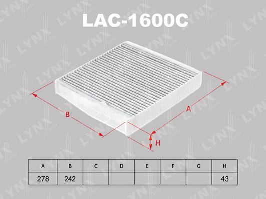LYNXauto LAC-1600C - Фільтр, повітря у внутрішній простір autozip.com.ua