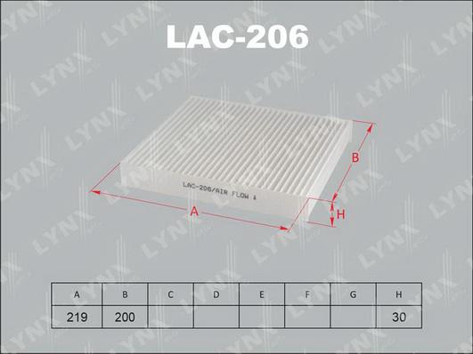 LYNXauto LAC-206 - Фільтр, повітря у внутрішній простір autozip.com.ua