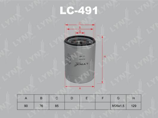 LYNXauto LC-491 - Масляний фільтр autozip.com.ua