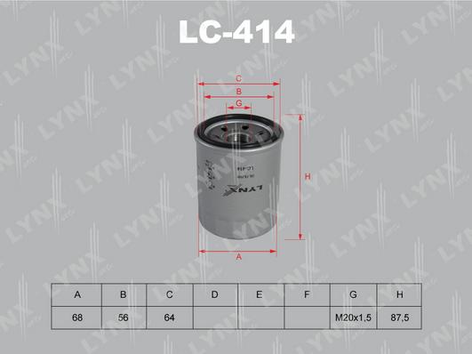 LYNXauto LC-414 - Масляний фільтр autozip.com.ua