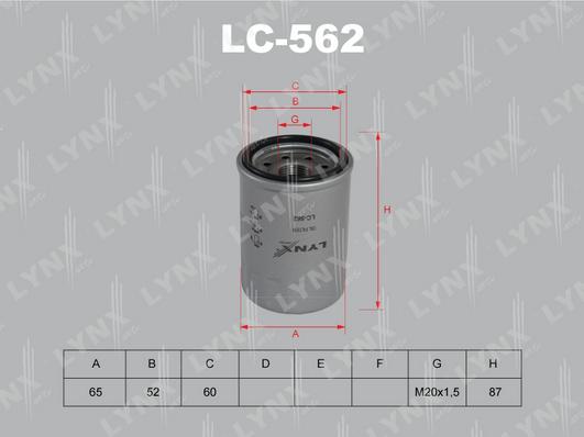 LYNXauto LC-562 - Масляний фільтр autozip.com.ua