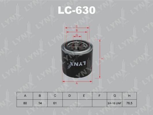 LYNXauto LC-630 - Масляний фільтр autozip.com.ua