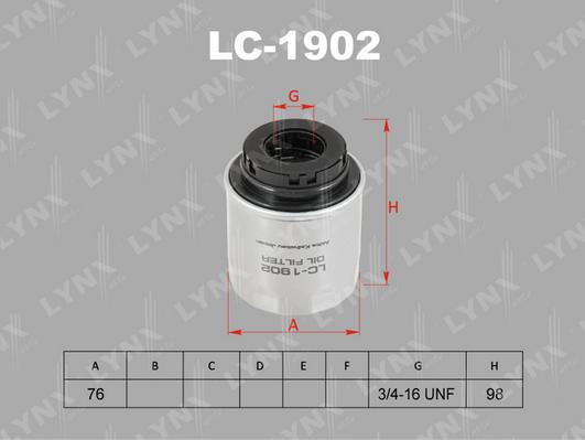 LYNXauto LC-1902 - Масляний фільтр autozip.com.ua