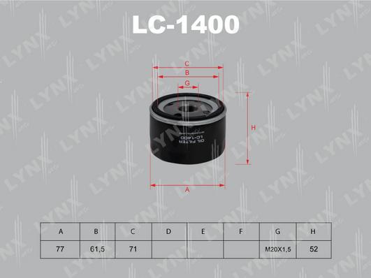LYNXauto LC-1400 - Масляний фільтр autozip.com.ua