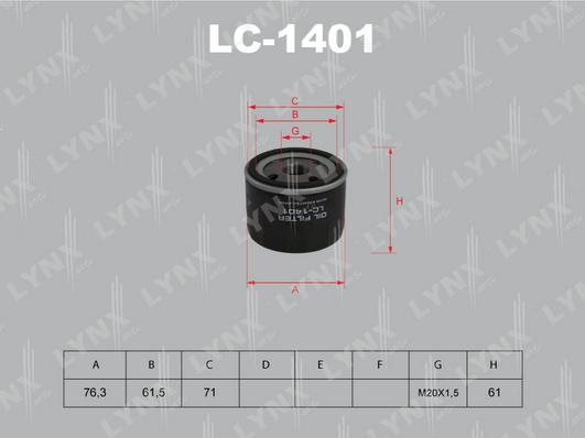 LYNXauto LC-1401 - Масляний фільтр autozip.com.ua