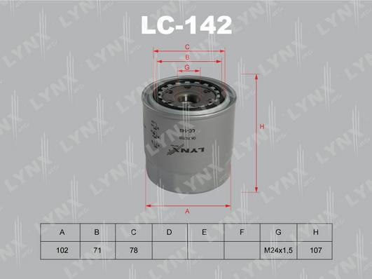 LYNXauto LC-142 - Масляний фільтр autozip.com.ua