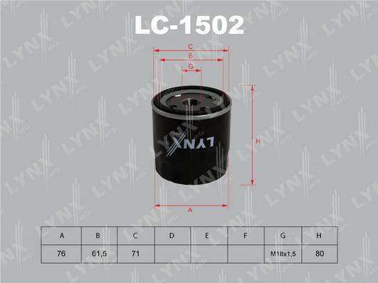 LYNXauto LC-1502 - Масляний фільтр autozip.com.ua