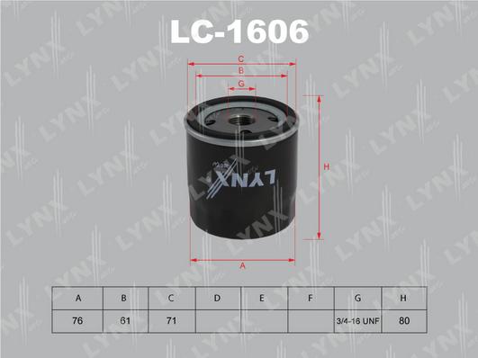 LYNXauto LC-1606 - Масляний фільтр autozip.com.ua