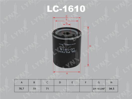 LYNXauto LC-1610 - Масляний фільтр autozip.com.ua