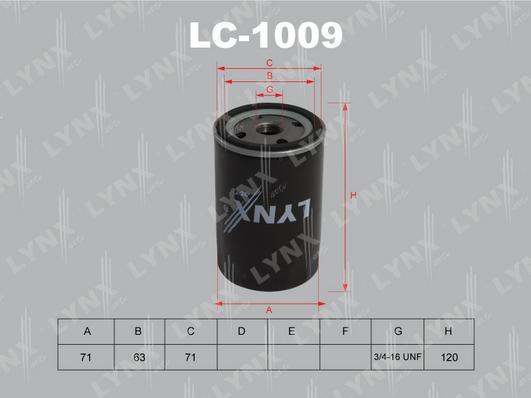 LYNXauto LC-1009 - Масляний фільтр autozip.com.ua