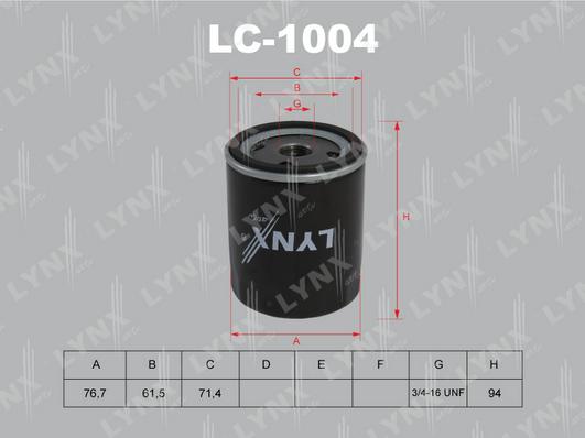 LYNXauto LC-1004 - Масляний фільтр autozip.com.ua