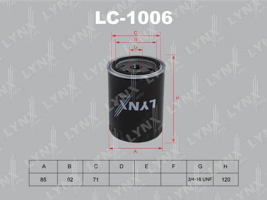 LYNXauto LC-1006 - Масляний фільтр autozip.com.ua