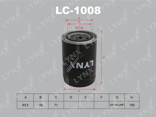 LYNXauto LC-1008 - Масляний фільтр autozip.com.ua