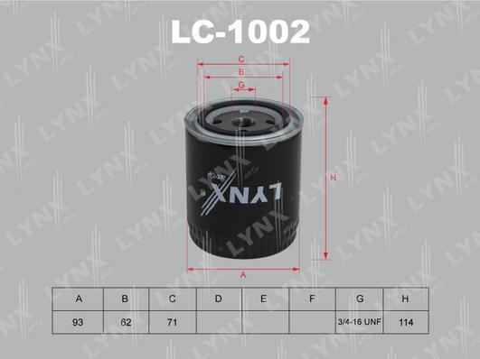 LYNXauto LC-1002 - Масляний фільтр autozip.com.ua