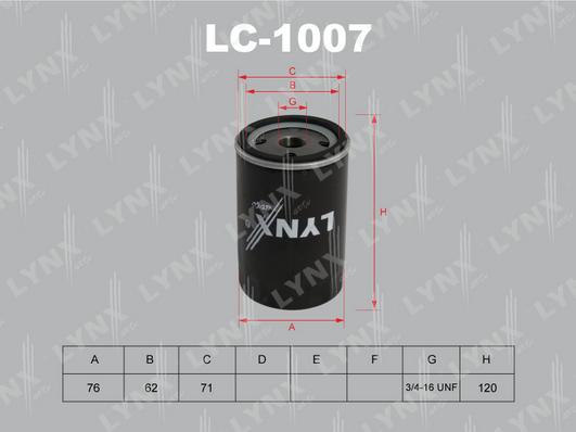 LYNXauto LC-1007 - Масляний фільтр autozip.com.ua