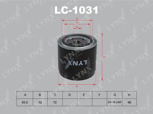 LYNXauto LC-1031 - Масляний фільтр autozip.com.ua
