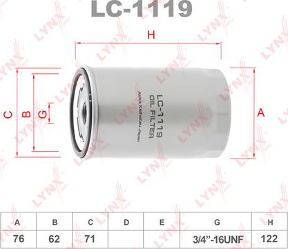 LYNXauto LC-1119 - Масляний фільтр autozip.com.ua