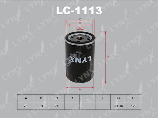 LYNXauto LC-1113 - Масляний фільтр autozip.com.ua